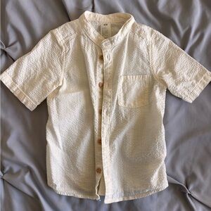 H&M Kids Cream Short Sleeve Button Down T-Shirt Size 2T Boys